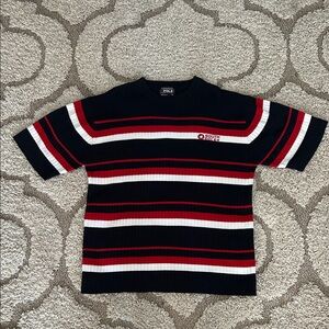 South Pole Black and Red Striped Short Sleeve Tee